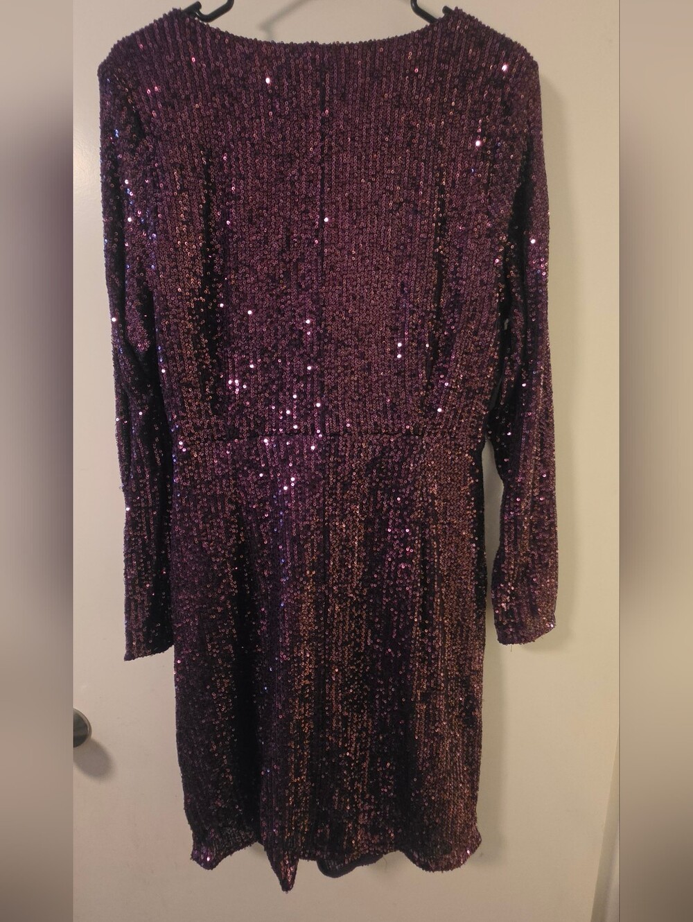 NWT! City Chic Violet Sequin Wrap-Front Long Sleeve Dress Razzle - XS/14 - Picture 6 of 8